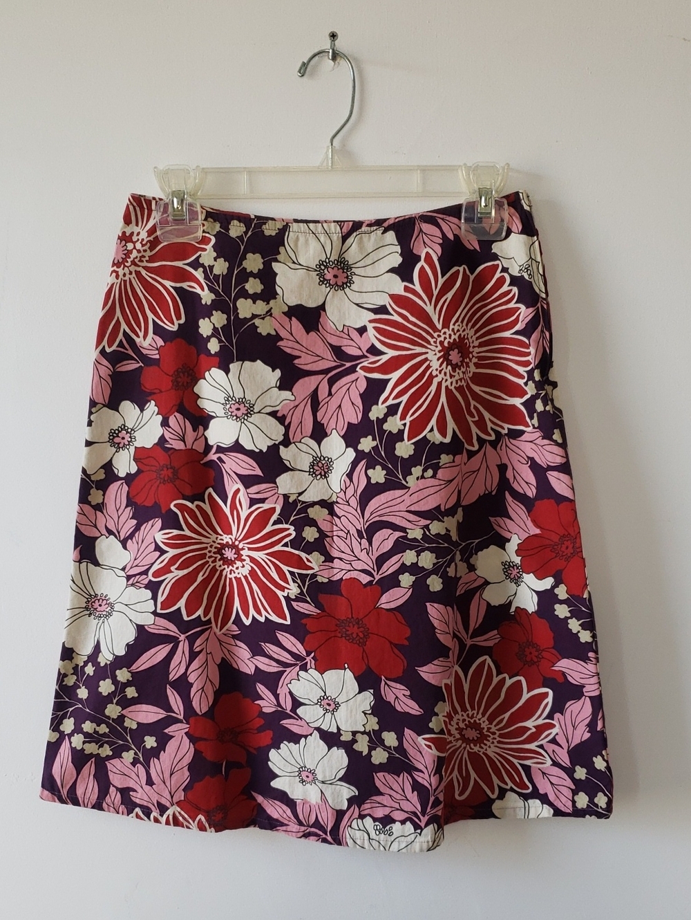 Vintage United Colors Of Benetton Floral A-Line Skirt in Purple, Red & Pink